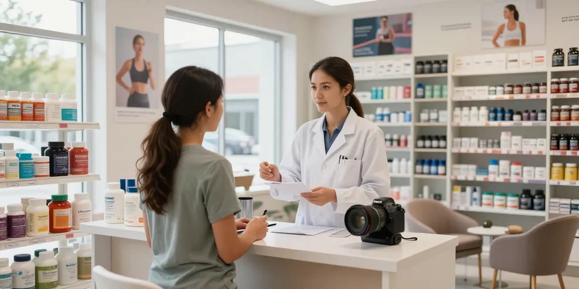 Persoonlijke begeleiding bij Unique Pharma Shop voor fitnessproducten en supplementen.
