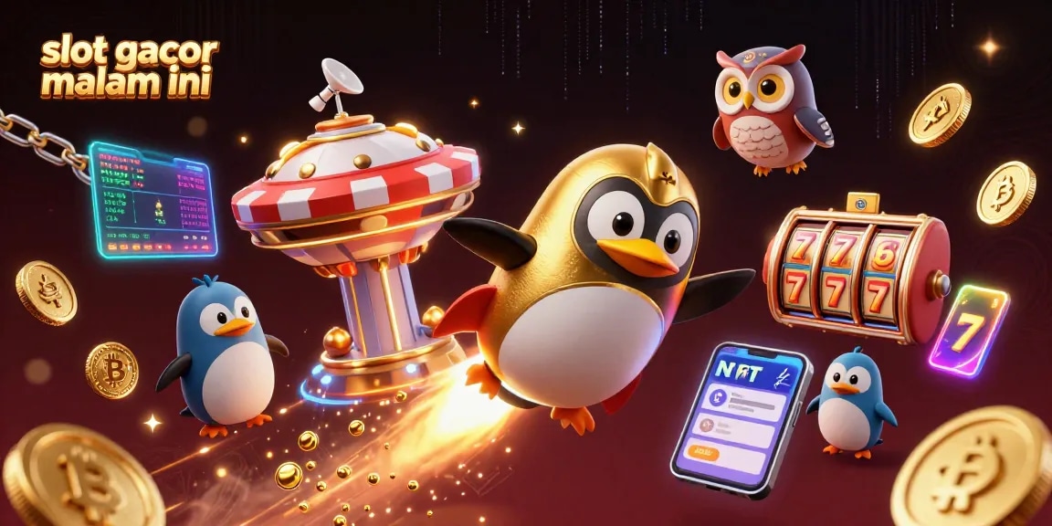 Experience excitement with slot gacor malam ini as a golden penguin launches into a casino space adventure.
