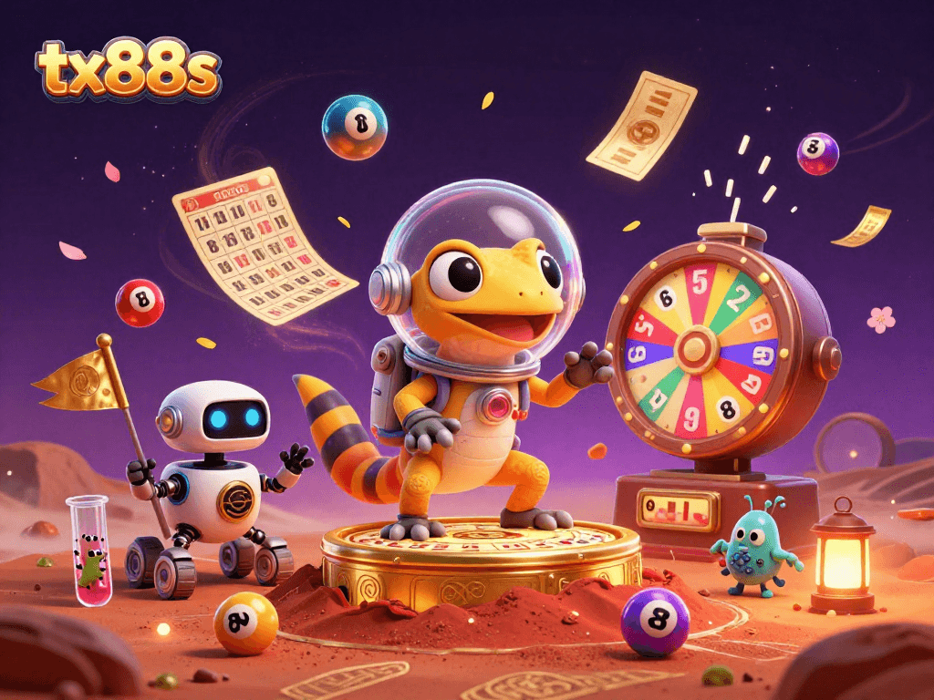 Engage in tx88s action with a Martian gecko discovering a golden casino on Mars.