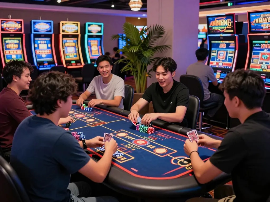 Engaging online casino scene showcasing players enjoying MM88 games with vibrant atmosphere.