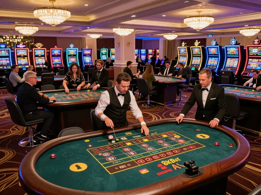 Players experiencing the excitement of roulette at 8kbet casino, showcasing thrilling gameplay.
