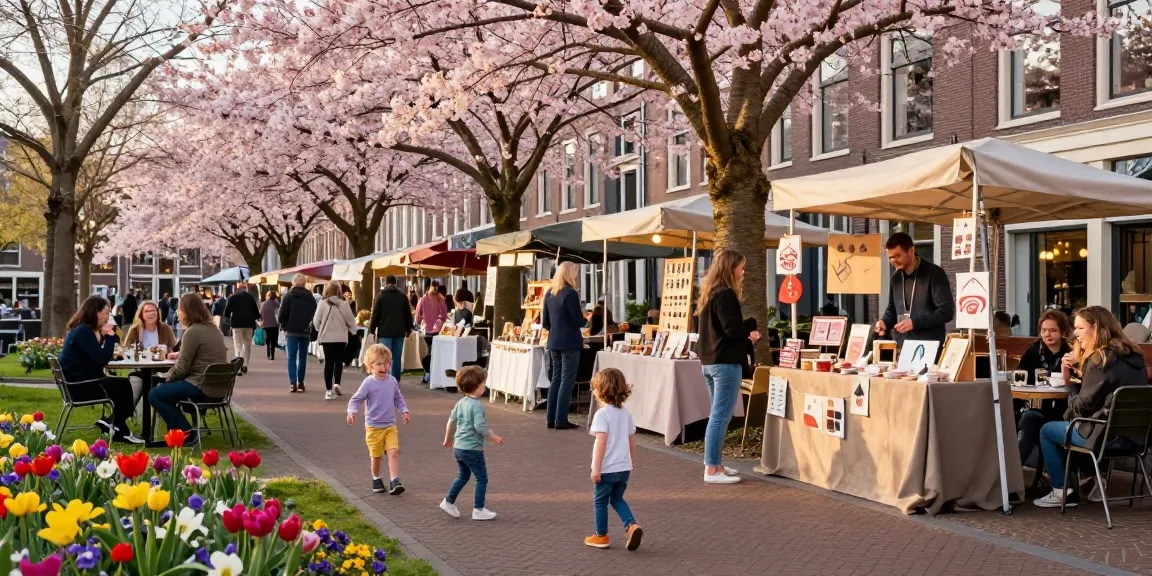 Families enjoying spring activities in Den Haag, showcasing bedrijven den haag through local markets and parks.