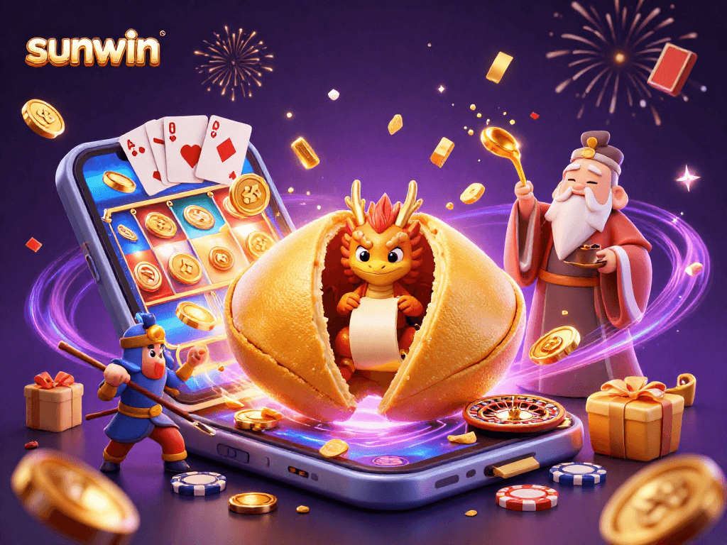 Spin and win with sunwin's dynamic gaming scene featuring magical characters and casino excitement.