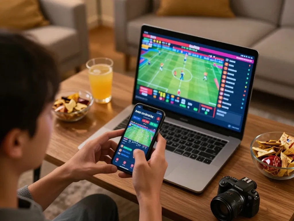 Socolive trực tiếp engaging sports betting experience with vibrant livestream on smartphone.