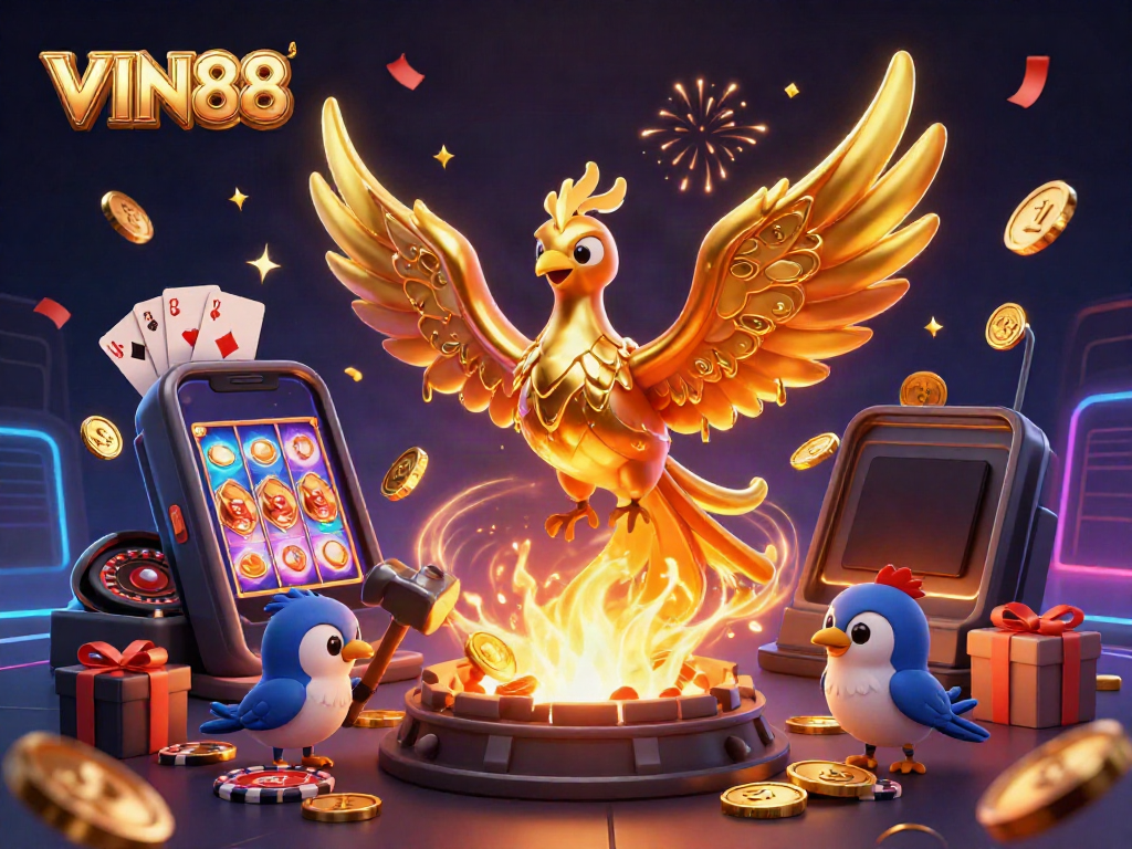 Experience thrilling wins at VIN88 with vibrant 3D casino elements and explosive rewards.