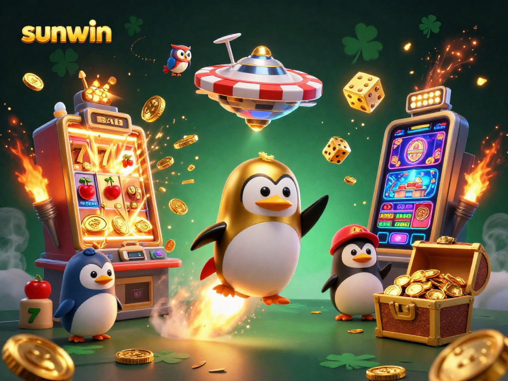 Experience thrilling gaming adventures with sunwin in a vibrant casino space scene filled with excitement.