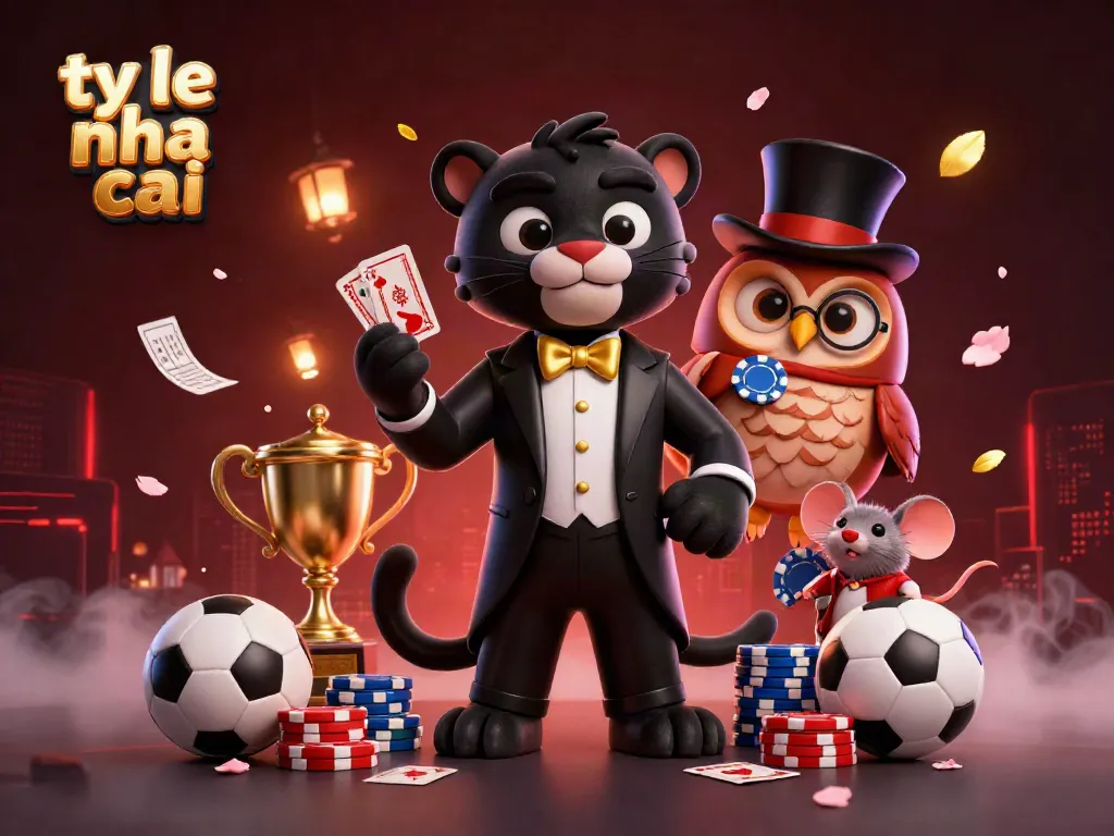 Experience ty le nha cai odds with a stylish panther dealer alongside lucky gaming companions in a vibrant scene.