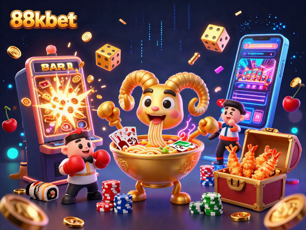 Experience the excitement of 88kbet with dynamic casino elements and vibrant characters.