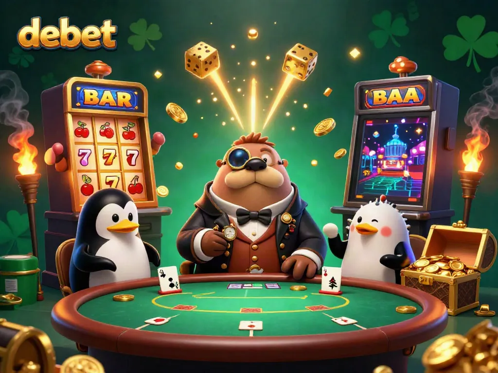 Experience the thrill of debet casino with a jolly walrus and friends at their underwater poker table.