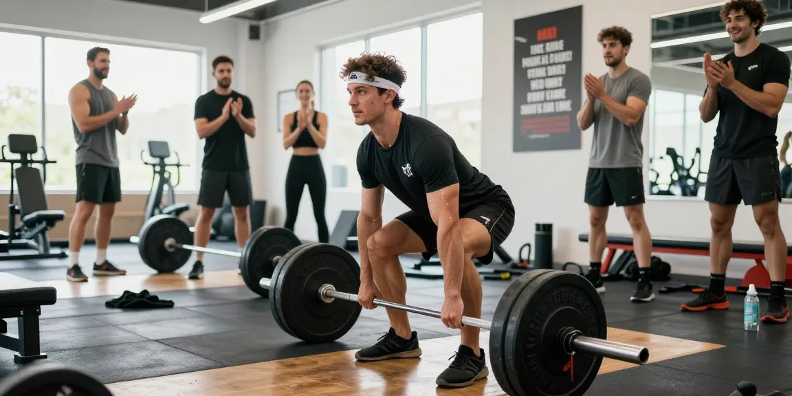 Prime Pharma Steroiden in a motivational gym scene showcasing an athlete deadlifting weights with supportive trainers.