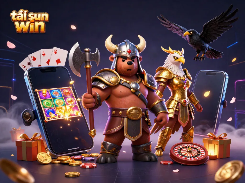 Experience the thrill as you tải sun win with vibrant 3D illustrations of casino games and characters.