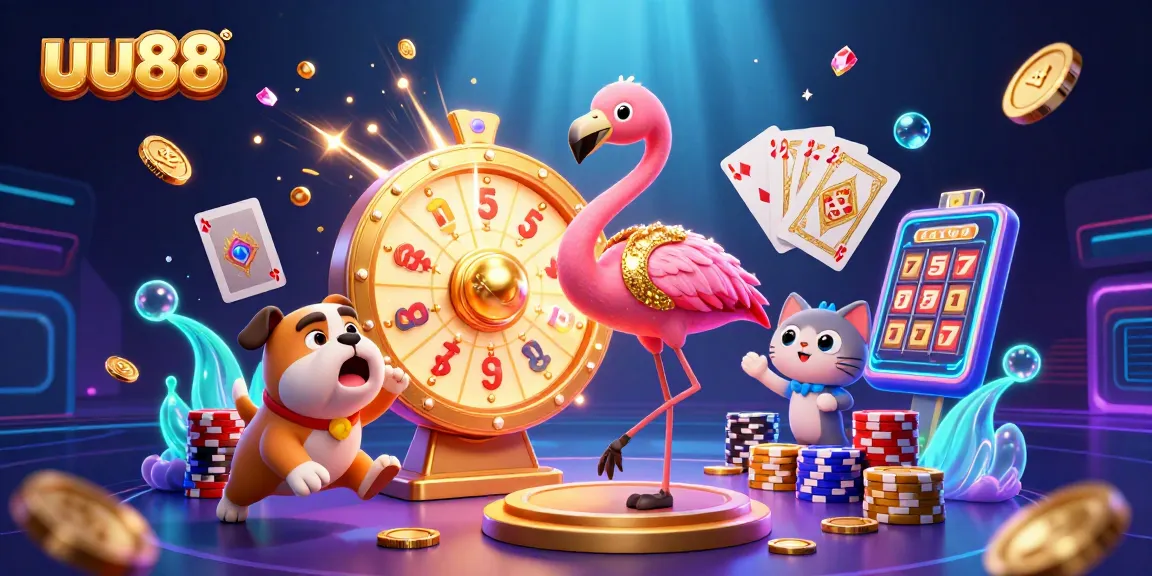 uu88 engages players with a dynamic 3D casino scene featuring exciting slots and prizes.