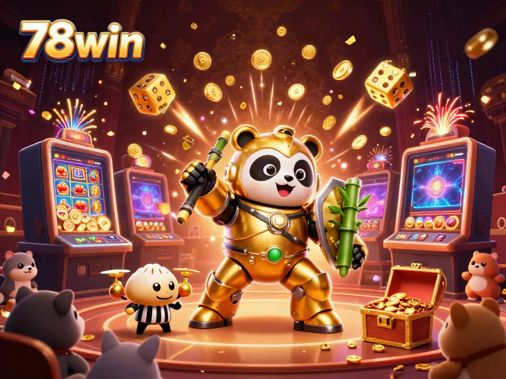 Experience thrilling gameplay at 78win with a vibrant casino scene showcasing exciting jackpots and dynamic characters.