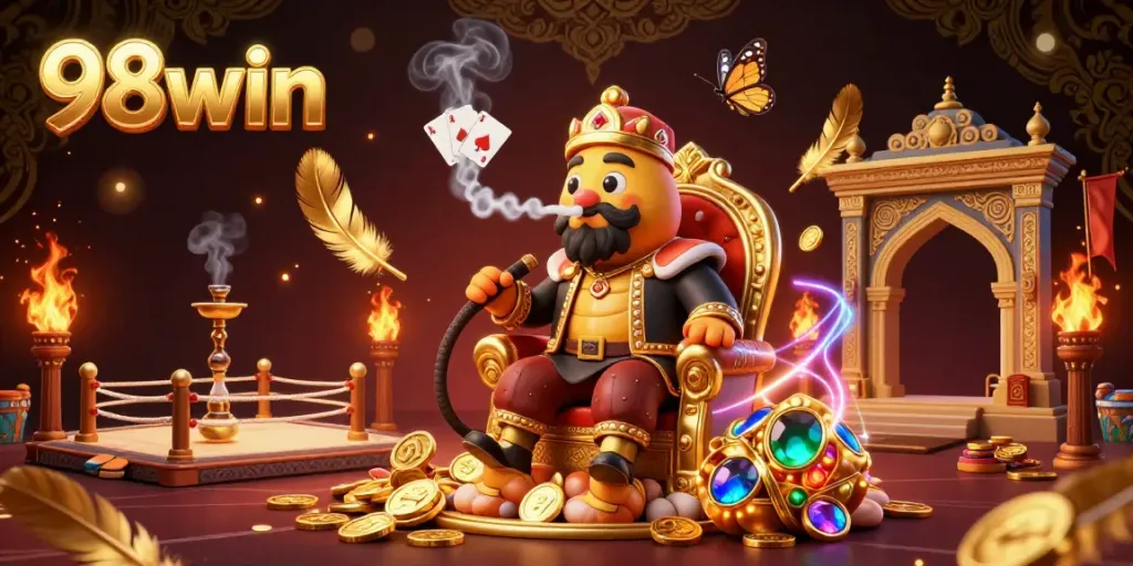 Engage in thrilling poker adventures with 98win featuring elaborate game scenes and rich visuals.