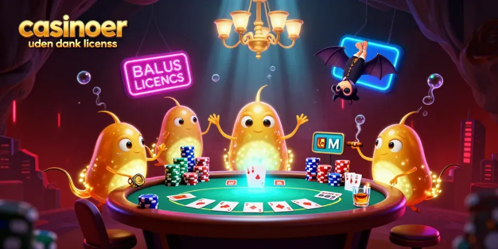 Light up your game with casinoer uden dansk licens at this vibrant cave casino scene featuring glowworms and a bat dealer.
