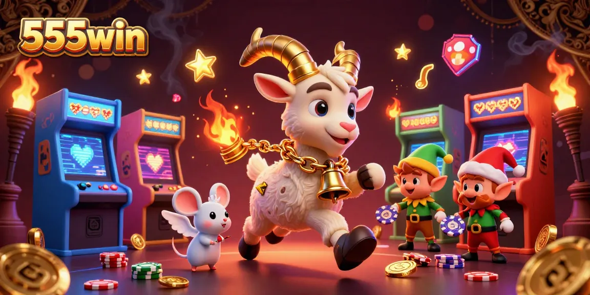 Experience the thrilling action of 555win's cartoon casino with lively characters and vibrant game machines.