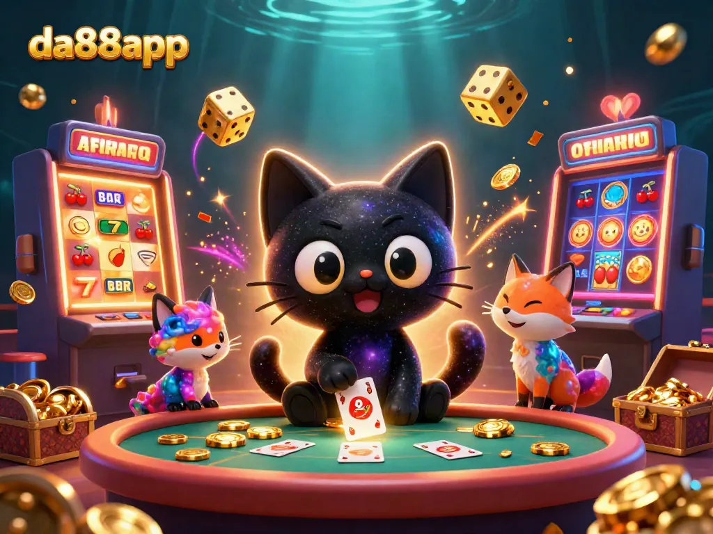 Experience the excitement of da88app casino with a colorful cosmic scene featuring jackpot slots.