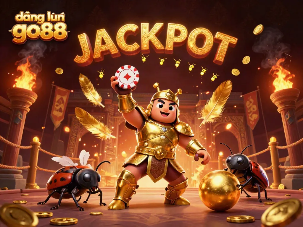 Engage with exciting games at đăng nhập go88, where a hercules beetle and friends celebrate winning.