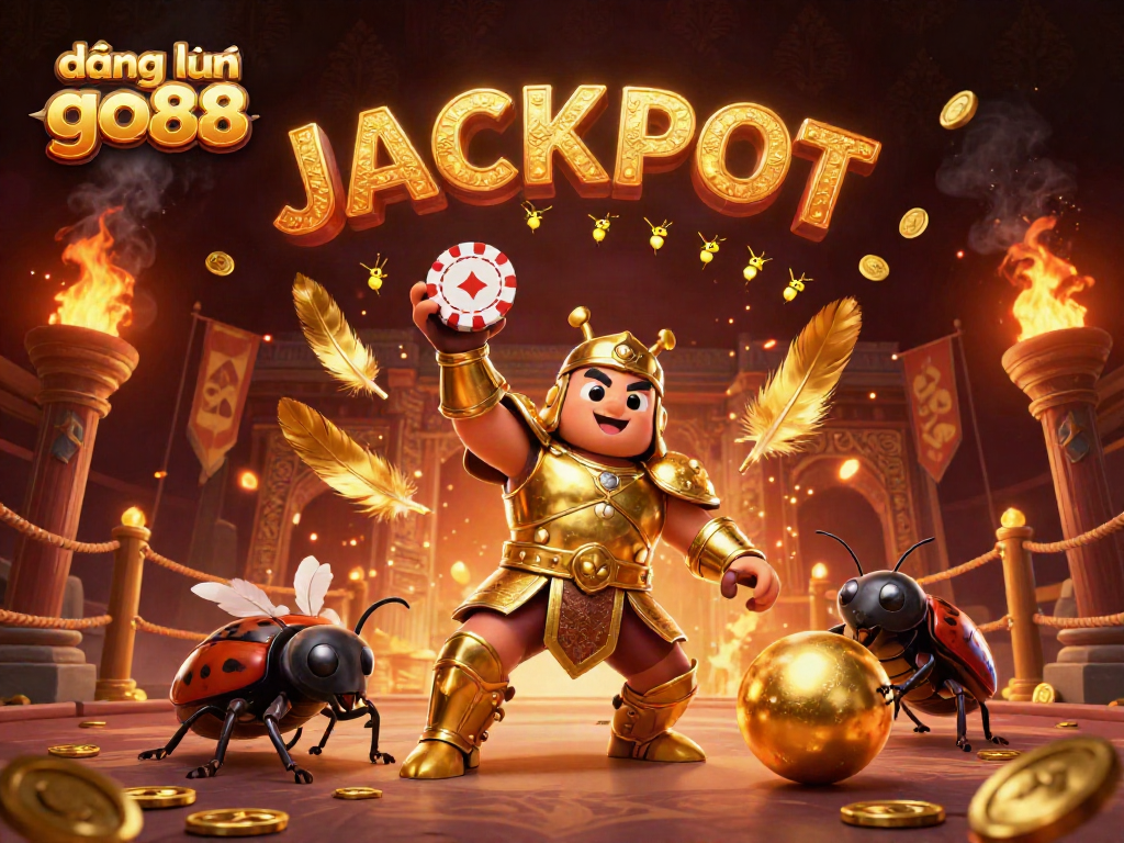 Engage with exciting games at đăng nhập go88, where a hercules beetle and friends celebrate winning.