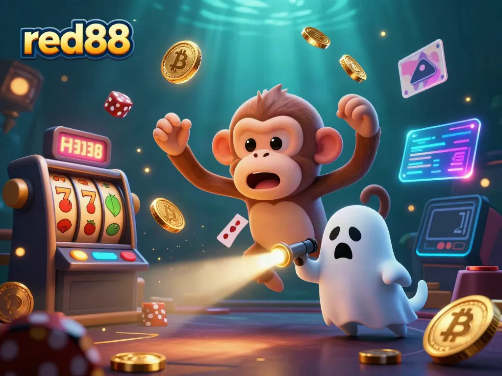 Experience thrilling slots and crypto action with red88 in this dynamic 3D casino scene.
