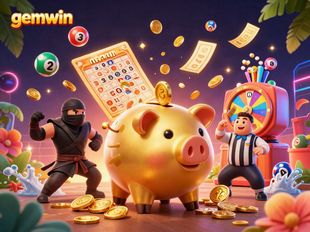 gemwin offers an exciting gambling experience featuring vibrant characters, lottery balls, and dynamic cash prizes.