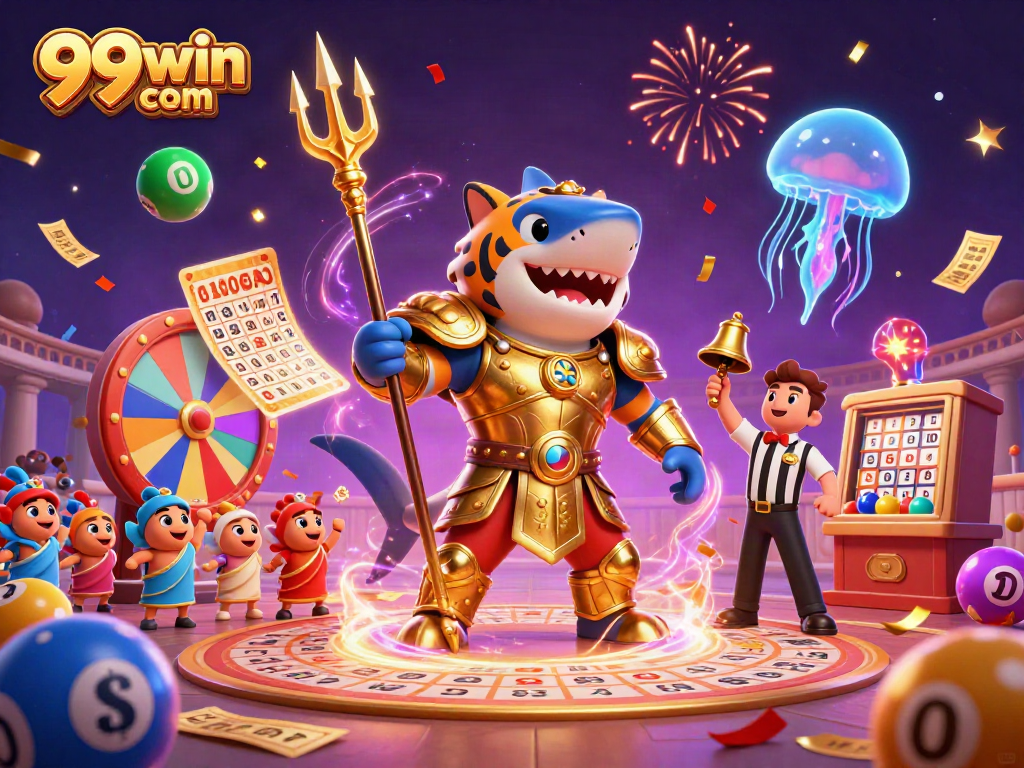 Experience the excitement of 99win com with a vibrant underwater casino scene featuring colorful lottery elements.