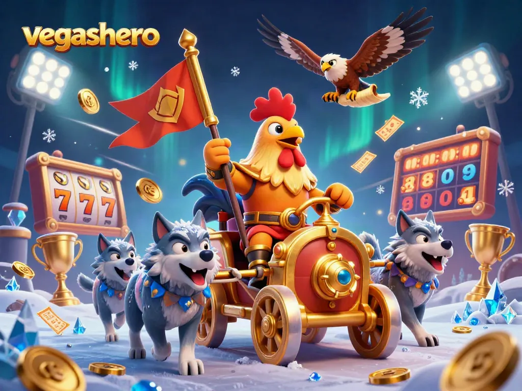 Experience the exhilarating atmosphere of vegashero with vibrant gambling elements and characters.