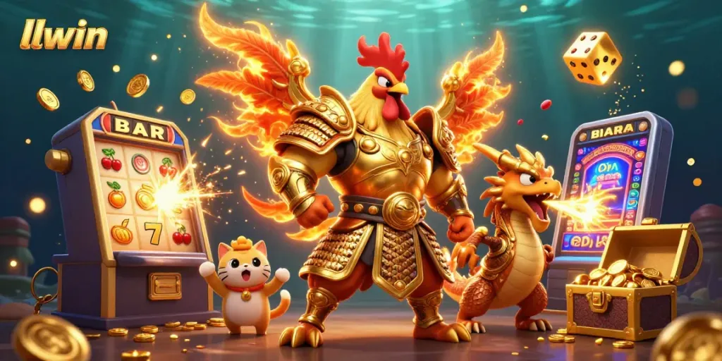 Experience llwin's thrilling action with vibrant slot machines and unique casino characters.