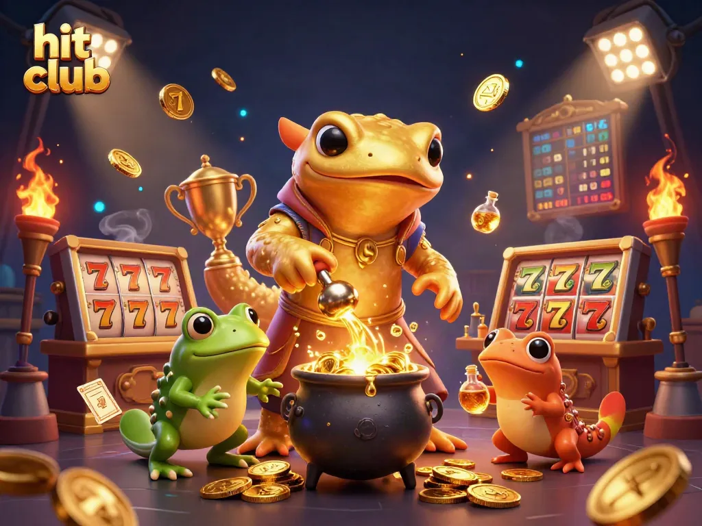 Experience immersive gaming at hit club with golden coins and dynamic casino elements.