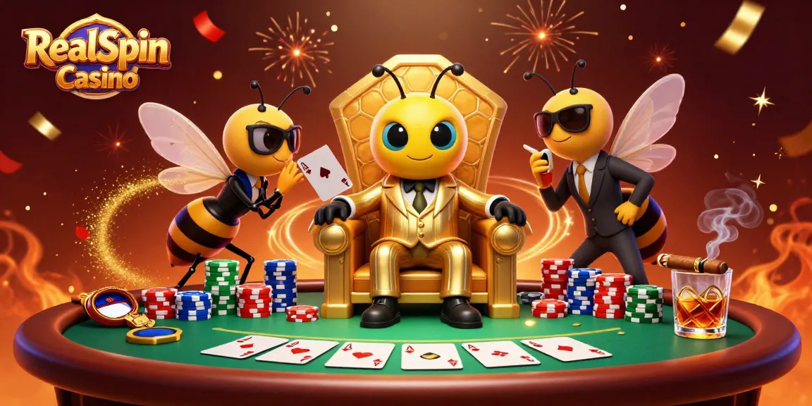 Speel bij RealSpin Casino en ontdek strategische pokeractie in een dynamische 3D-illustratie.