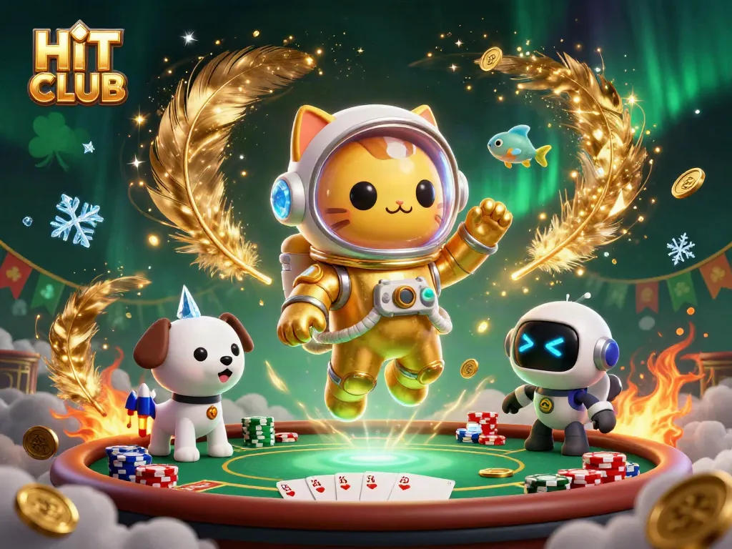 Join the HIT CLUB and master poker strategies with this vibrant 3D casino illustration featuring dynamic gameplay elements.