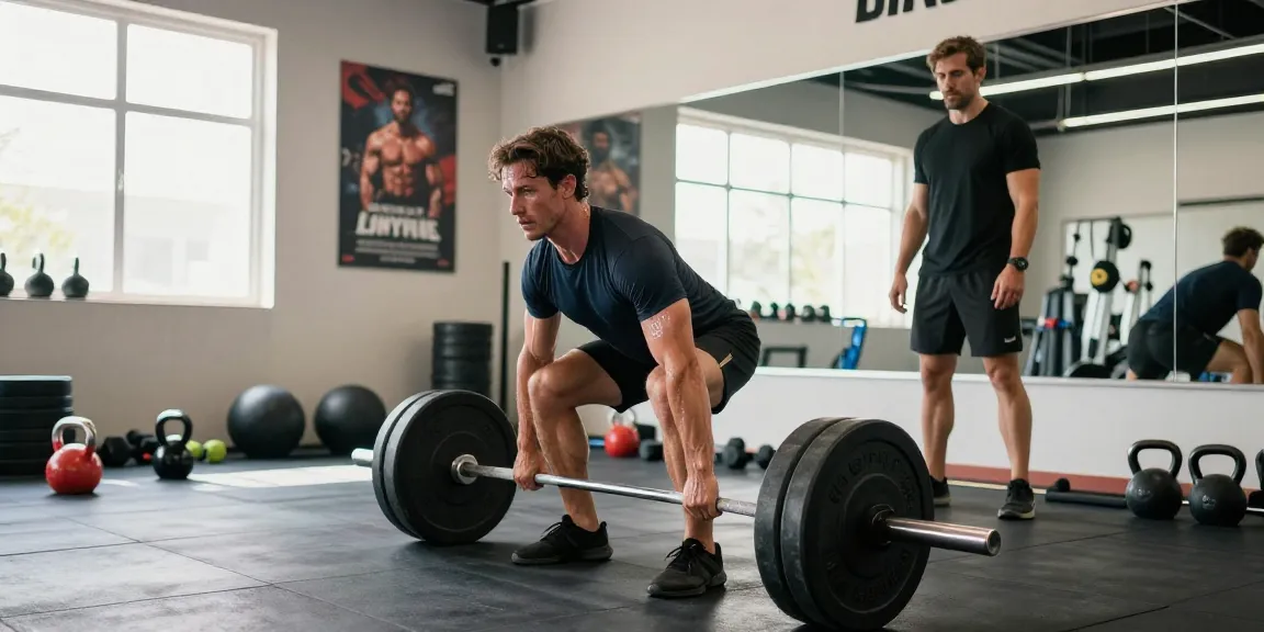 Prime Pharma Steroïden Winkel met atleet die deadlift uitvoert in moderne sportschool.