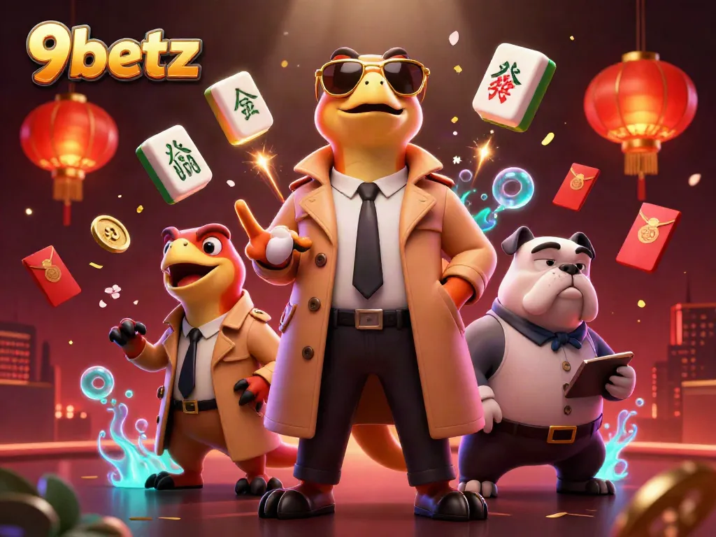 Engage with 9betz's gaming scene as playful raptors attempt entry into a VIP lounge.