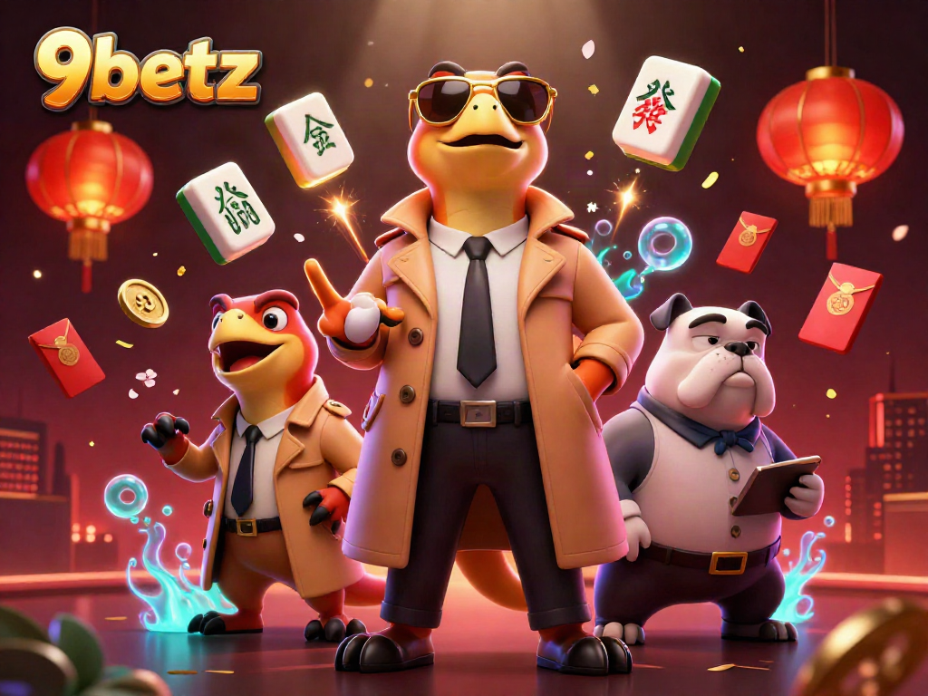 Engage with 9betz's gaming scene as playful raptors attempt entry into a VIP lounge.