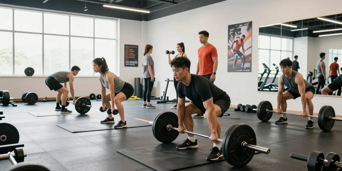 Fitness training in Unieke Pharma Steroïden Winkel met enthousiaste sporters die krachttraining doen.