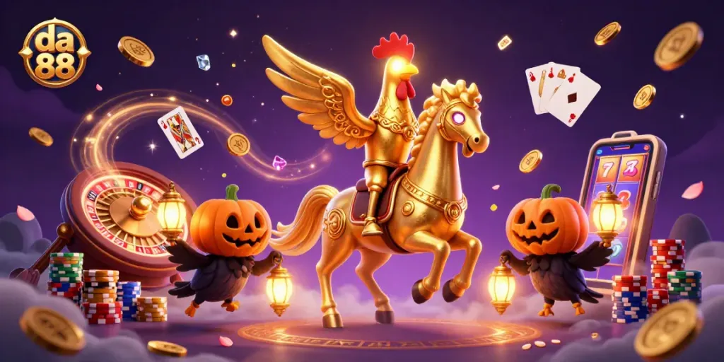 Experience thrilling wins with da 88 in a vivid casino scene full of dynamic games and golden treasures.
