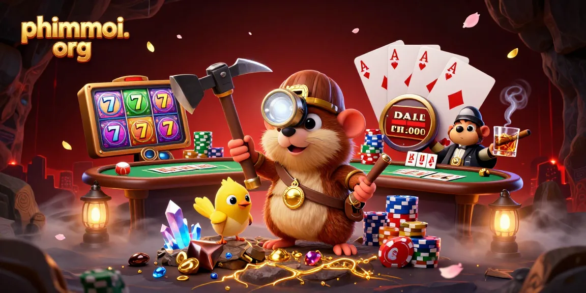 Experience thrilling slots action with phimmoi. org as a treasure hunter mole uncovers jackpots amidst a vibrant casino scene.