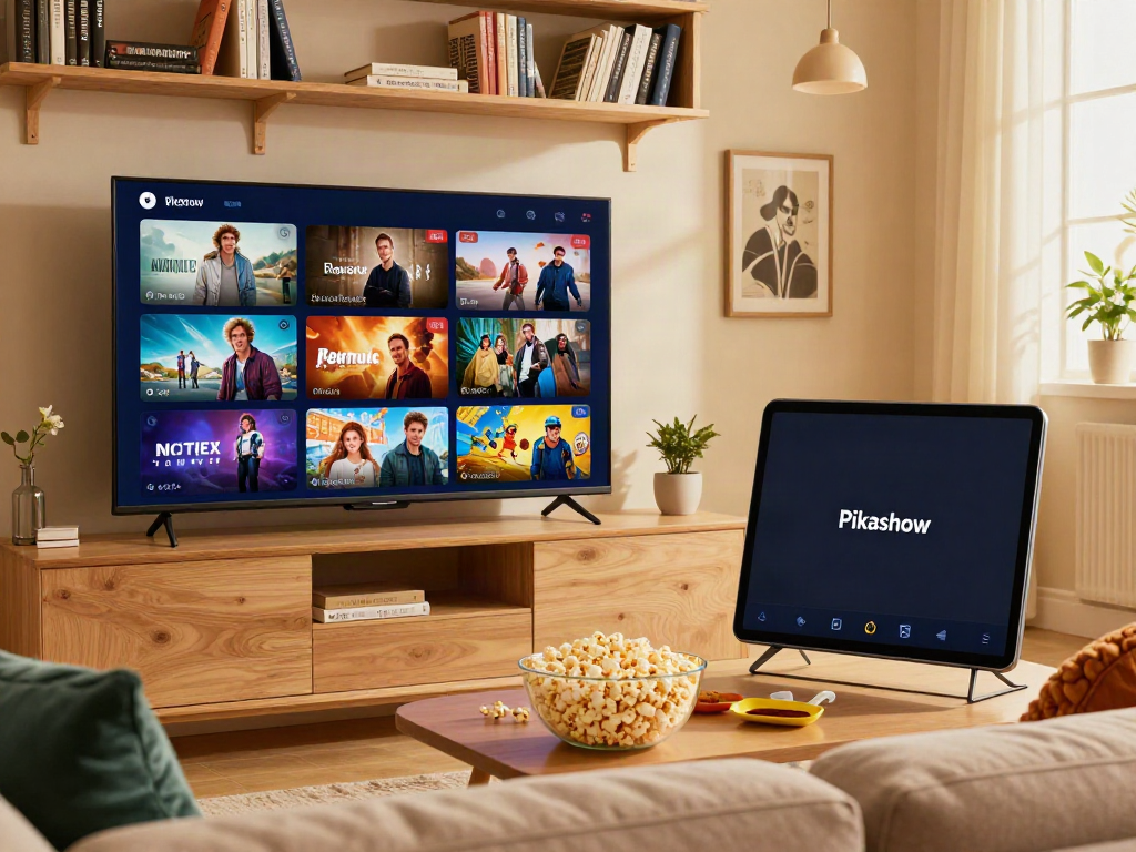 Discover the Pikashow app in a cozy living room setup with a user enjoying diverse media at https://pikashowsapks.pro/download-3/.