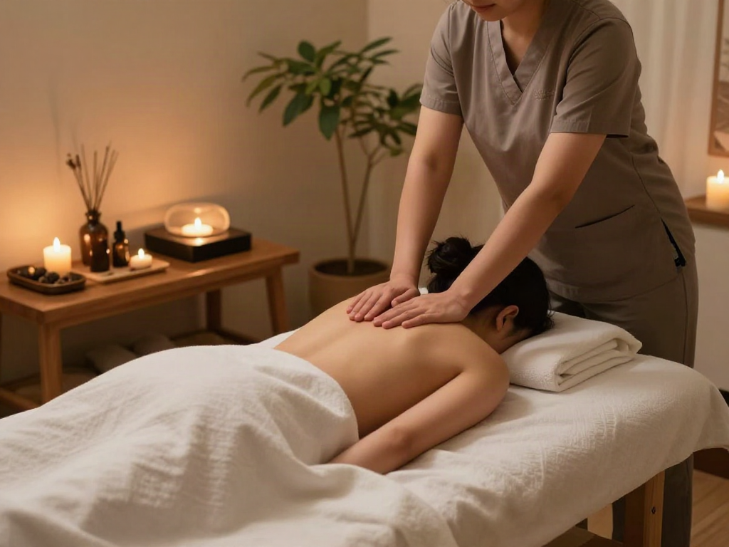 종로출장마사지 relaxing massage therapy session in a tranquil spa environment.