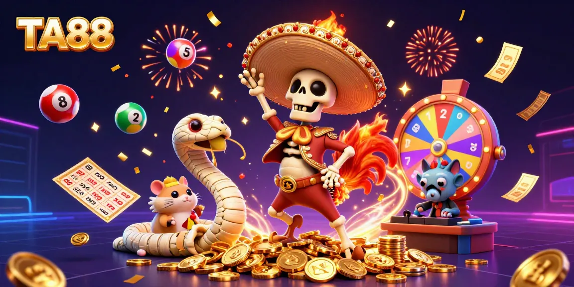 Experience the excitement of TA88 with vibrant characters celebrating a jackpot in this lively casino scene.