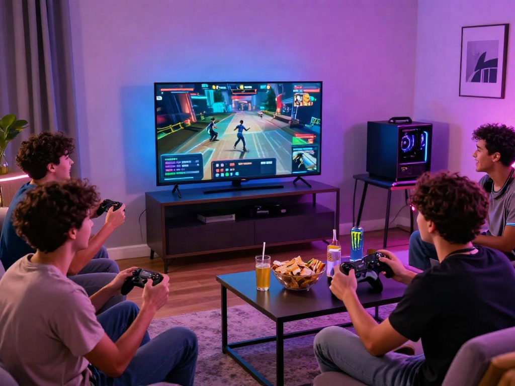 ku88 esports gaming scene with friends enjoying a live match