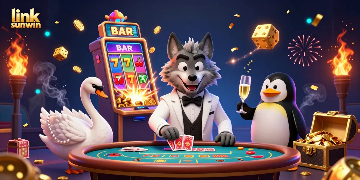 Experience the excitement of winning with link sunwin at a vibrant 3D casino scene.