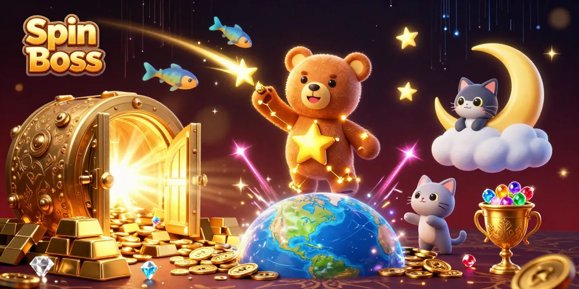 Experience the thrill of Spin Boss with dazzling treasures and energetic characters in a vibrant casino adventure.