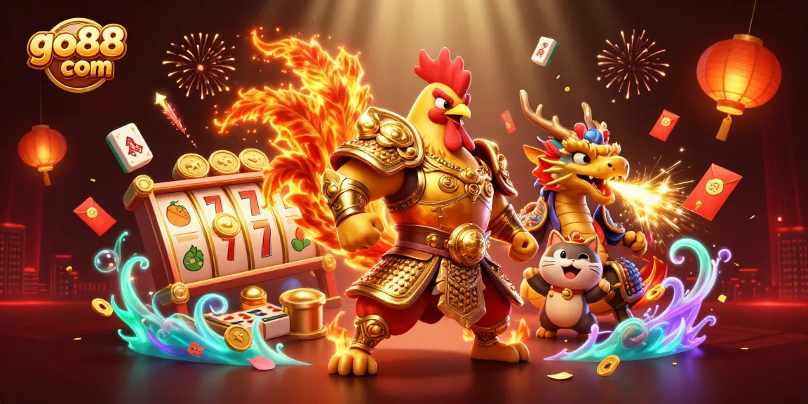 Experience thrilling slots and games with go88 com in this dynamic casino scene featuring iconic characters.