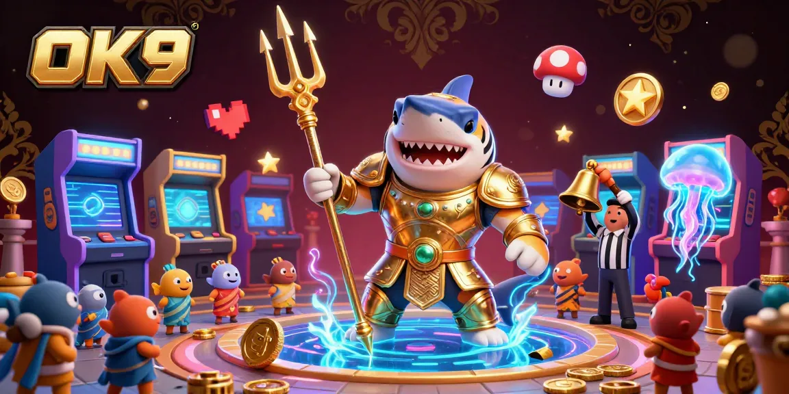 Engage in thrilling underwater action with the OK9 tiger shark, a symbol of intense gaming excitement.