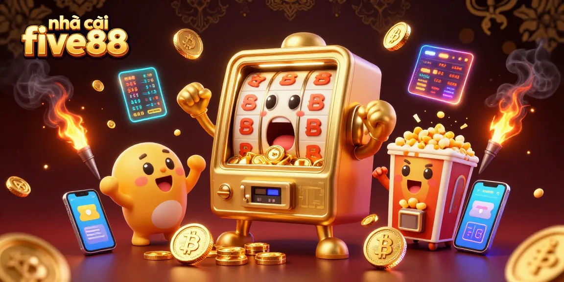 Experience excitement with nhà cái five88 in this vibrant 3D slot machine jackpot scene.