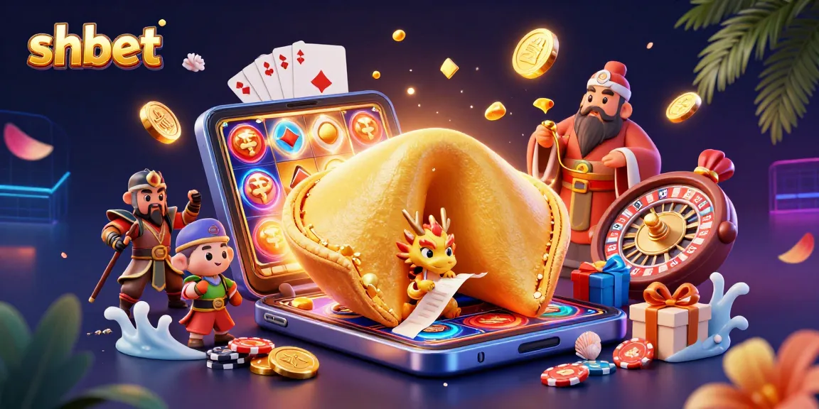 Experience thrilling games with shbet, featuring a golden fortune cookie and a wise dragon.